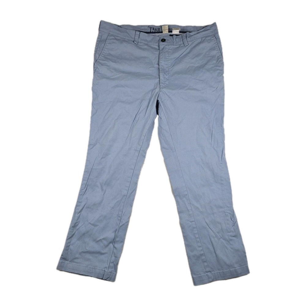 True Nation Mens Light Blue Stretch Chino Pants 42/30 Athletic Fit Cotton Blend